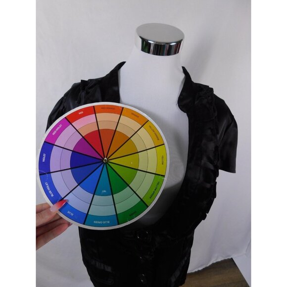 Dots Blazer Womens 2X Black Short Sleeve Ruffle Trim Satin Look Button Front - Picture 10 of 12